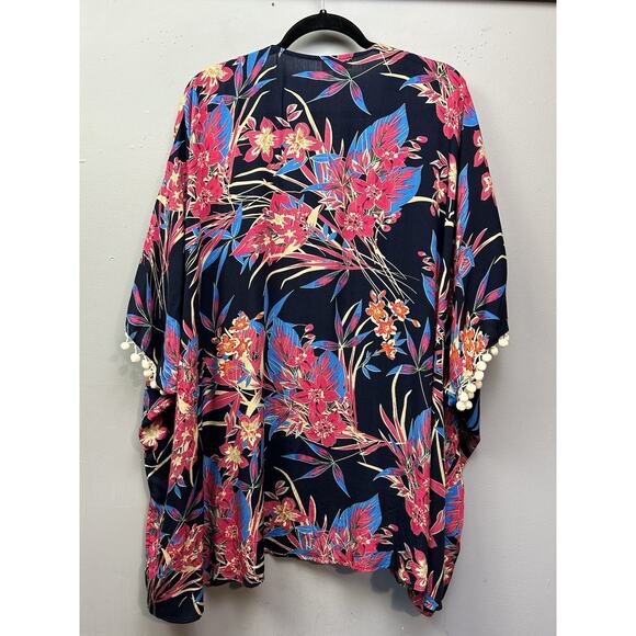 Umgee Kimono Cardigan Women’s Size S/M Multicolor Floral Bold Boho Open Front - Picture 2 of 9